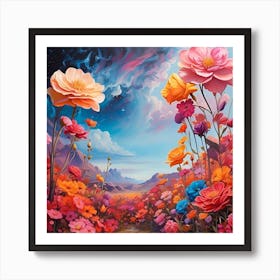 Flowers In The Sky Art Print Art Print