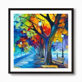 Colorful Trees In The Park oil painting abstract painting art Art Print