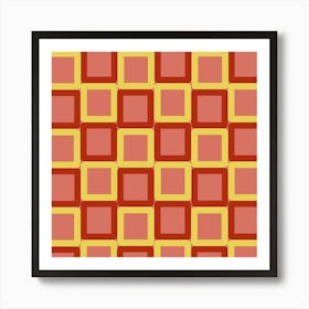 Squares In Red And Yellow Art Print