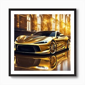 Golden Sports Car 17 Art Print