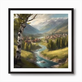 Village In The Mountains 1 Art Print