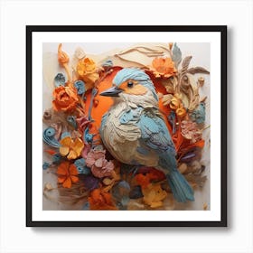 Bird On A Flower Art Print