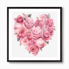 Pink Roses Heart 10 Art Print