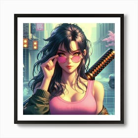 Anime Girl Holding A Sword 1 Art Print