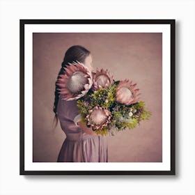 Protea Girl 2 Square Art Print