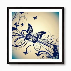 Butterflies And Vines 3 Art Print