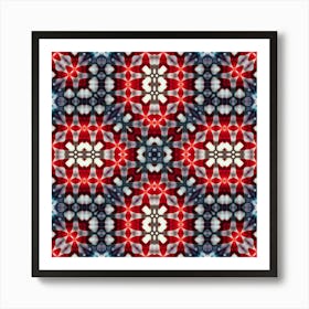 Blue Abstraction Watercolor Pattern Red And Blue Art Print