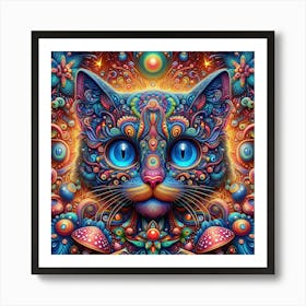 Psychedelic Cat 3 Art Print