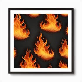 Flames On Black Background 30 Art Print