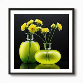 Two Vases With Yellow Flowers 1 Art Print