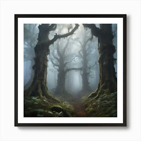 Forest In The Fog Art print Art Print