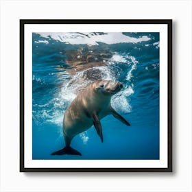 Sea Lion Swimming In The Ocean Art Print