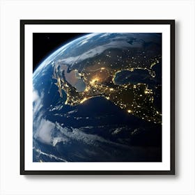 Earth At Night 26 Art Print