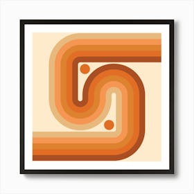 Geometric Rainbow Midcentury Modern Pattern Rustic Terracotta Wood 1 Art Print