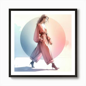 Girl In Pink Jumpsuit Art Print