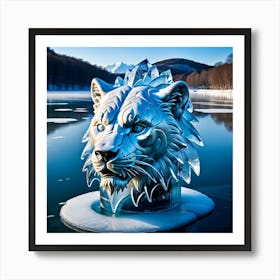 Ice Sculpture Of A Lion Art Print