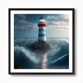 Lighthouse In The Ocean 1 Art Print