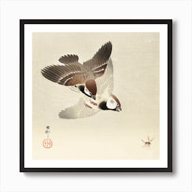 Ring Sparrows And Insect (1900 1936), Ohara Koson Art Print