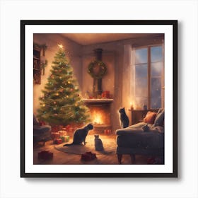 Christmas Tree In The Living Room Art Print