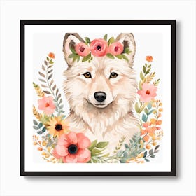 Floral Baby Wolf Nursery Illustration (61) Art Print