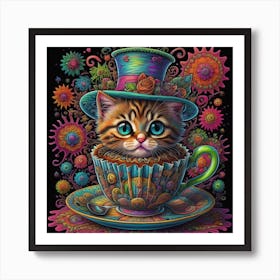 Mad Hatter Cat Art Print