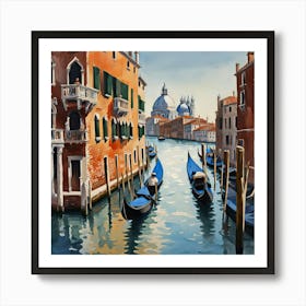 AI generated oil painting of Venice architecture and water canal. 2 Art Print