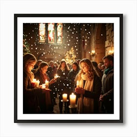 A Serene Christmas Eve Service Parishioners Immersed In Expressions Of Spiritual Surrender Engulfe (2) 1 Art Print