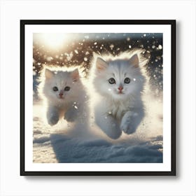 Kittens In The Snow Art Print