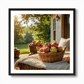 Apple Baskets On The Porch Art Print