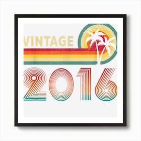 Vintage 2016 Made In 2016 7th Birthday Gift 7 Year Old Art Print