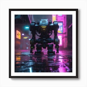 Robot In The Rain 3 Art Print