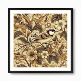 Wallpaper With Birds And Flowers 2 Art Print