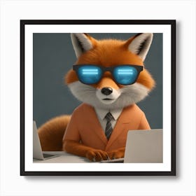 Fox In Business Suit Art Print