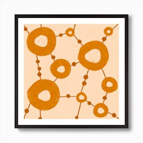 70s Modern Bubble Vines Peach Rust Orange Art Print