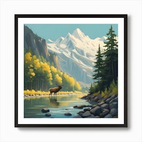 Elk By The River 6 Art Print