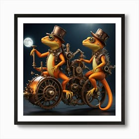 steam punk lizards Art Print