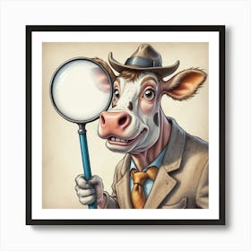 Cow With Magnifying Glass 9 Art Print