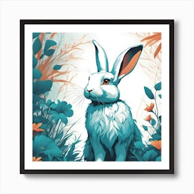 White Rabbit In The Garden Art Print