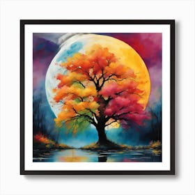 Full Moon Tree Art Print