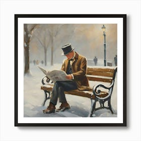 Reading In The Snow Art Print