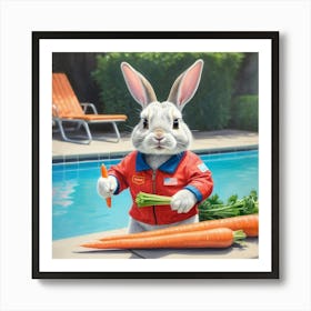 Rabbit With Carrots 9 Art Print