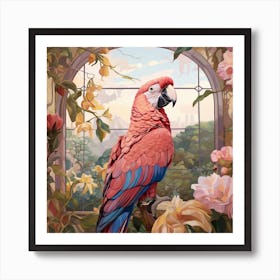 Macaw 4 Pink Jungle Animal Portrait Art Print