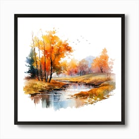 Watercolor Autumn Landscape 45 Art Print