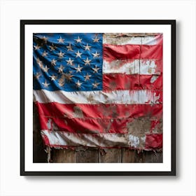 An Aging American Flag Crushed Lightly At The Corners Worn Yet Radiant Against The Passage Of Time Art Print