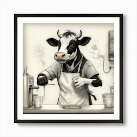 Cow Milking Art Print