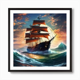 Sailing Ship In The Ocean 3 Art Print