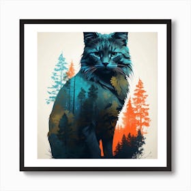 Cat In The Forest Art Print