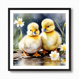 Pair of ducklings Art Print