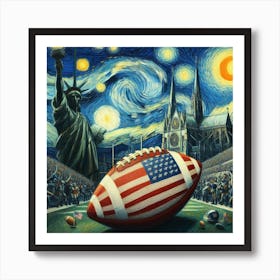 Football on a Starry Night Art Print