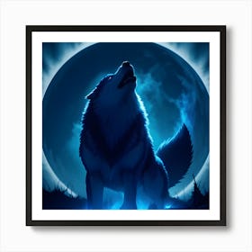 Lunar Wolf style 3 Art Print